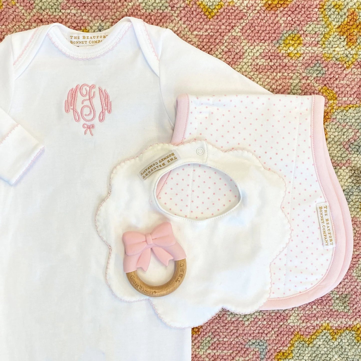 The Beaufort Bonnet Company Pink Bow Teether - Doodlebug's Children's Boutique