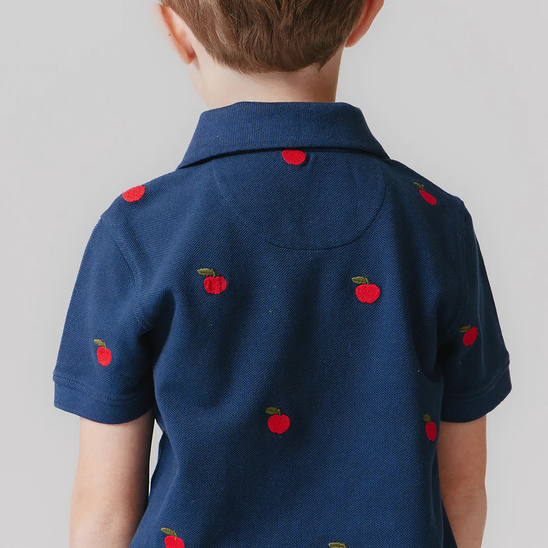 Alec Shirt in Apples Embroidery  - Doodlebug's Children's Boutique