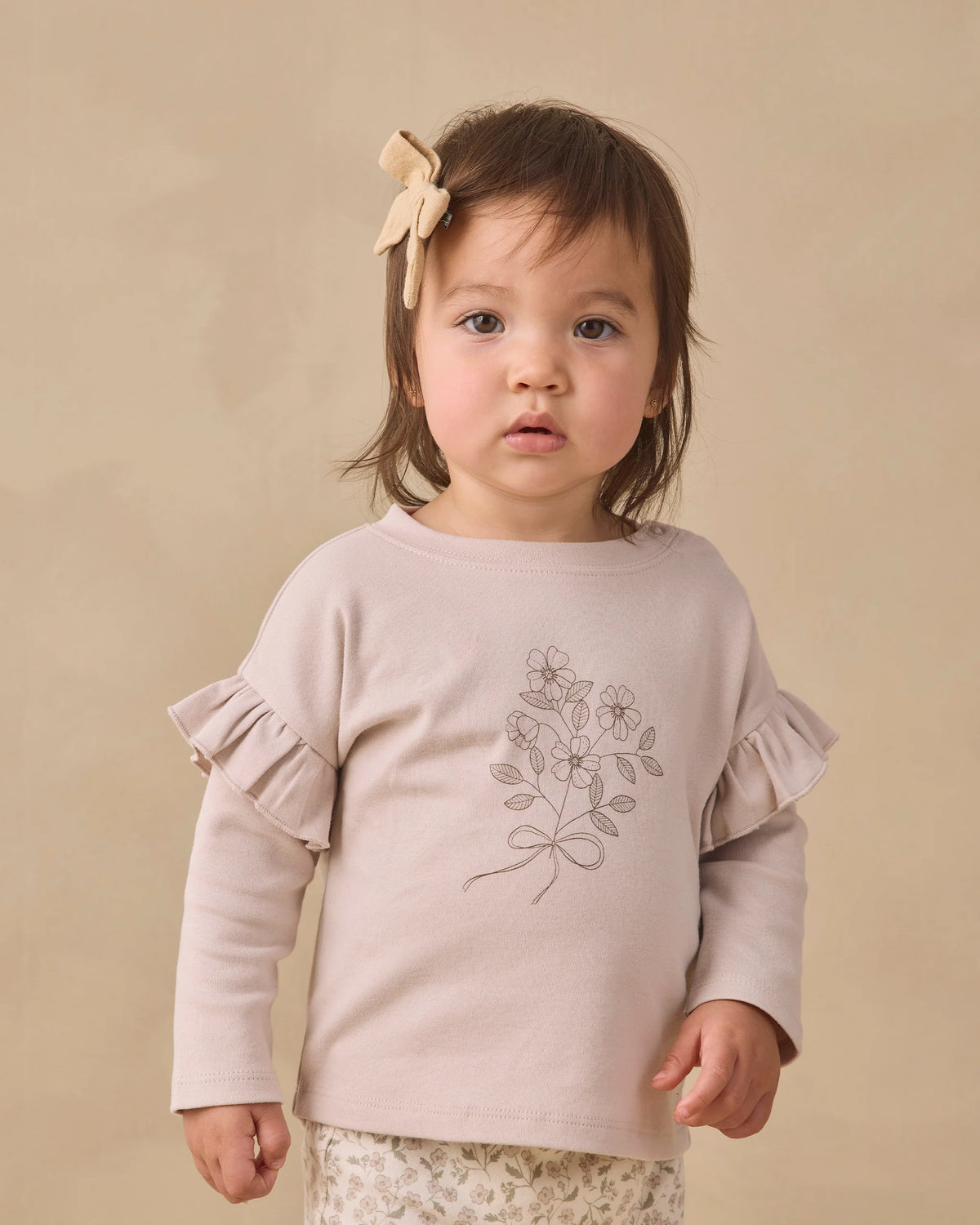 Ruffle Long Sleeve Tee in Fleur - Doodlebug's Children's Boutique