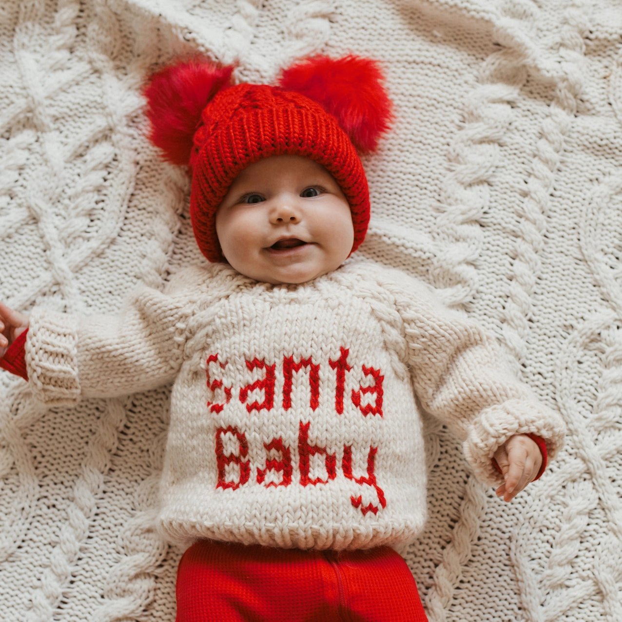 Red Fluffer Beanie  - Doodlebug's Children's Boutique