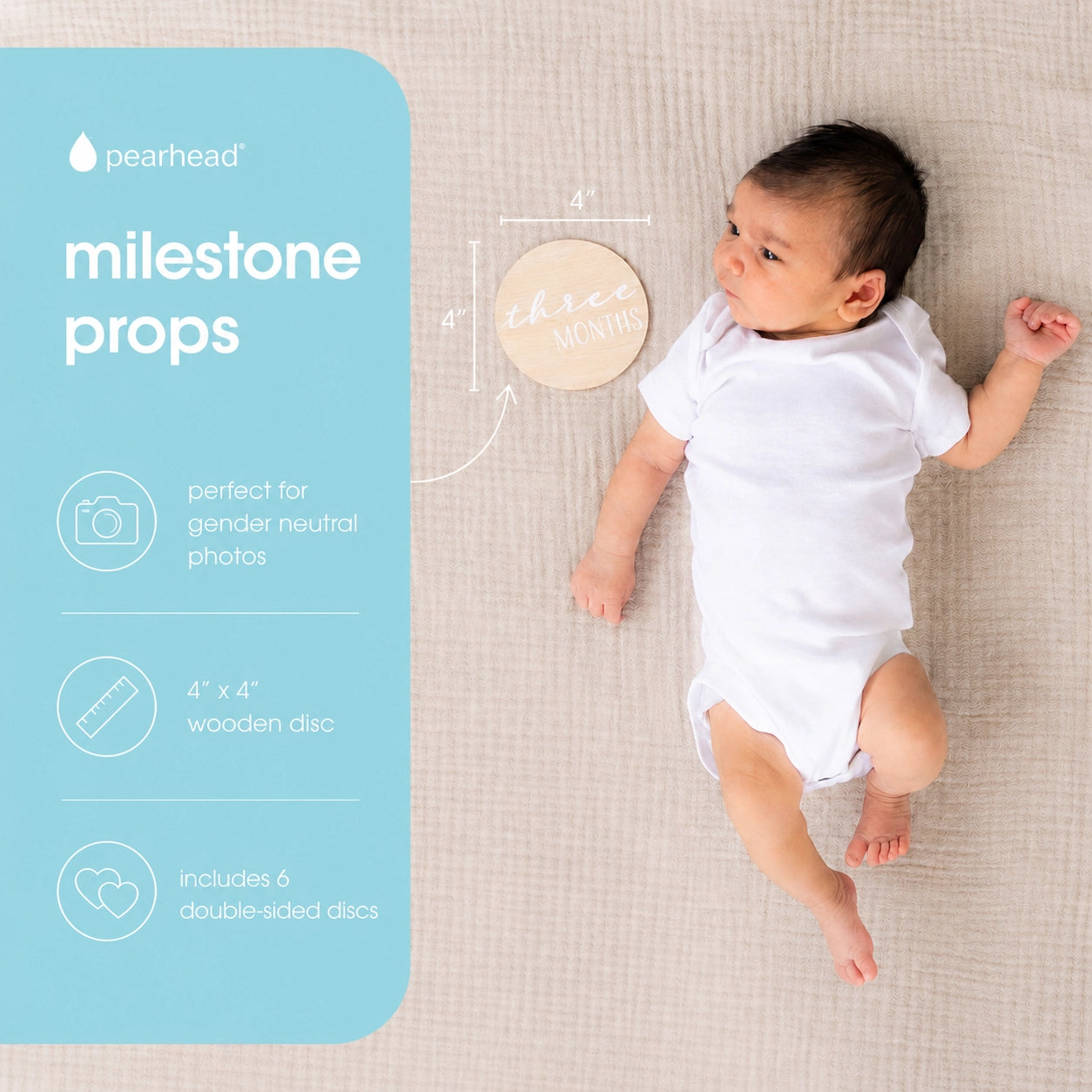 White Wooden Reversible Milestone Photo Cards