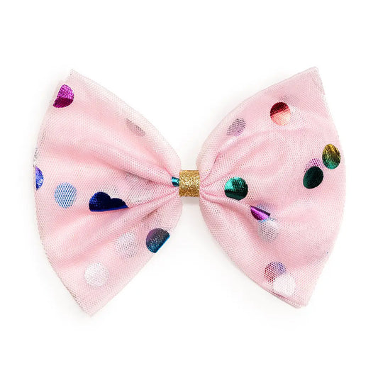 Pink Confetti Tulle Bow Clip - Doodlebug's Children's Boutique