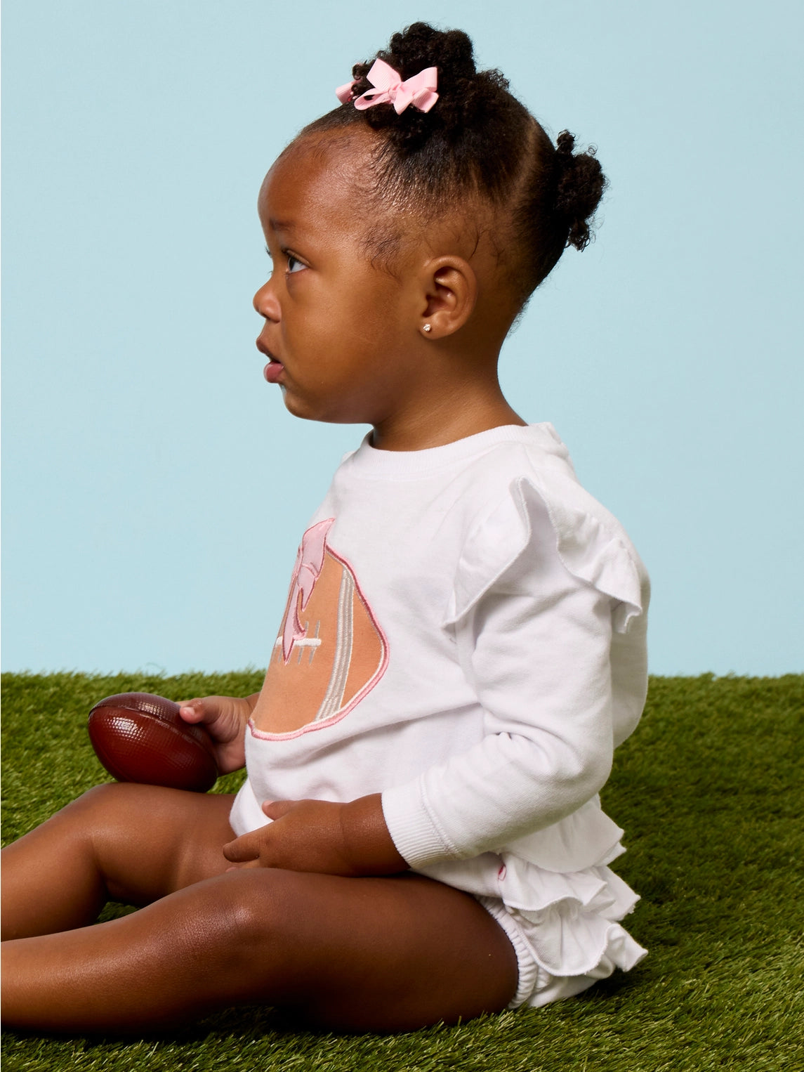 Football Bow Applique Ruffle Romper