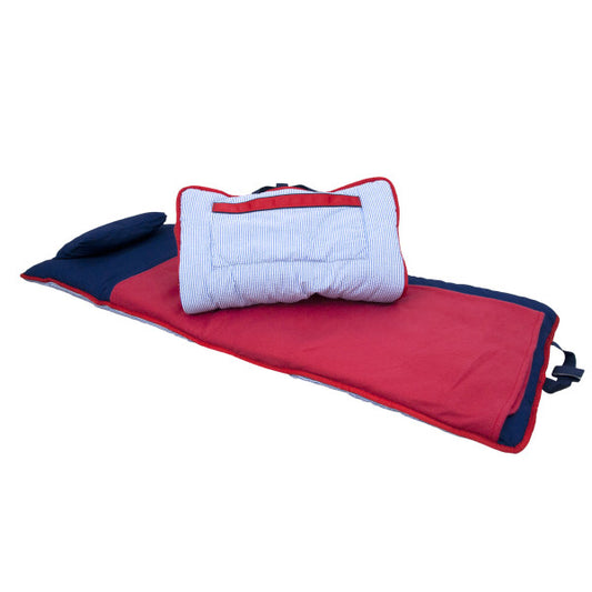 Navy & Red Seersucker Nap Roll  - Doodlebug's Children's Boutique