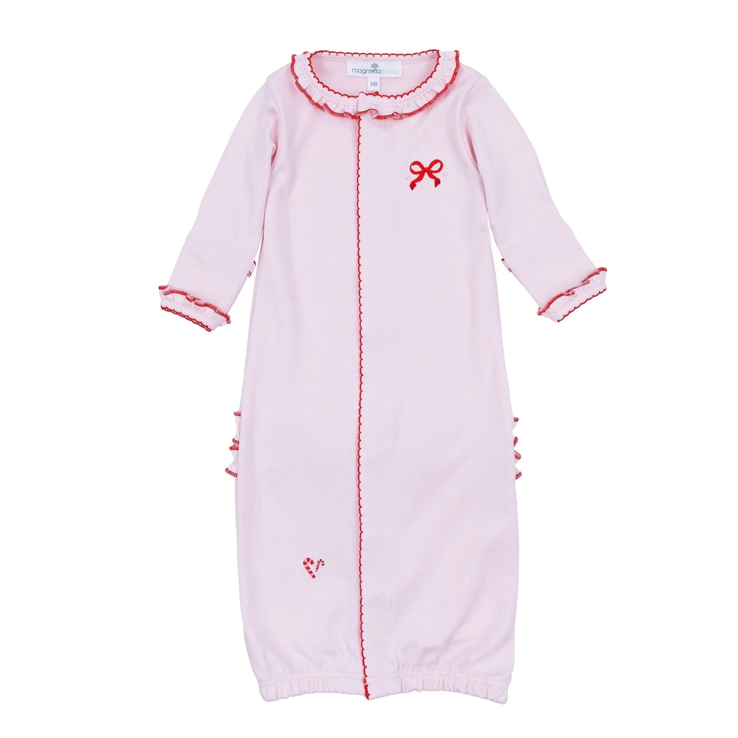 Candy Cane Lane Embroidery Ruffle Converter Gown - Doodlebug's Children's Boutique