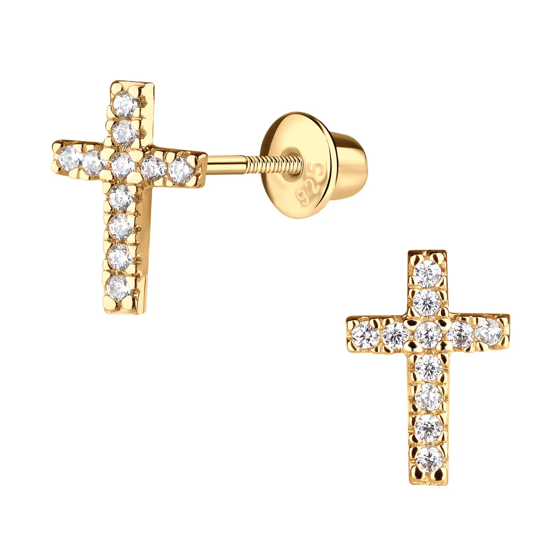 14K Gold-Plated Cross Earrings - Doodlebug's Children's Boutique