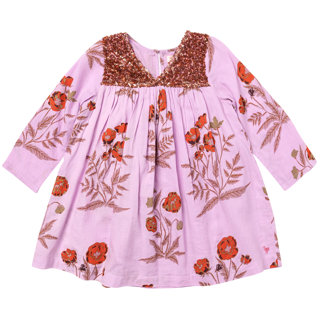 Courtney Dress in Lavender Poppy  - Doodlebug's Children's Boutique