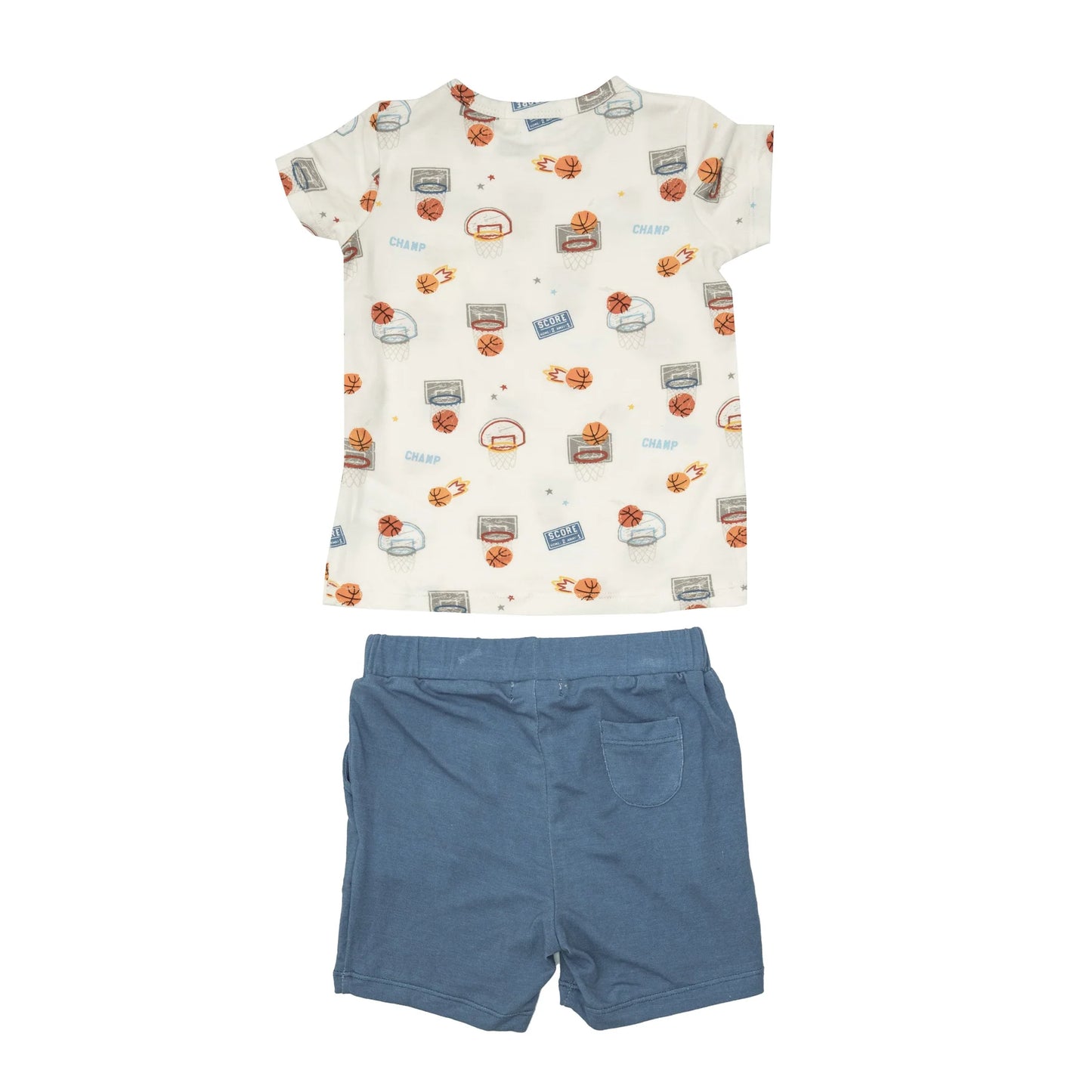 Crew Neck Tee and Short Set in Basketball  - Doodlebug's Children's Boutique