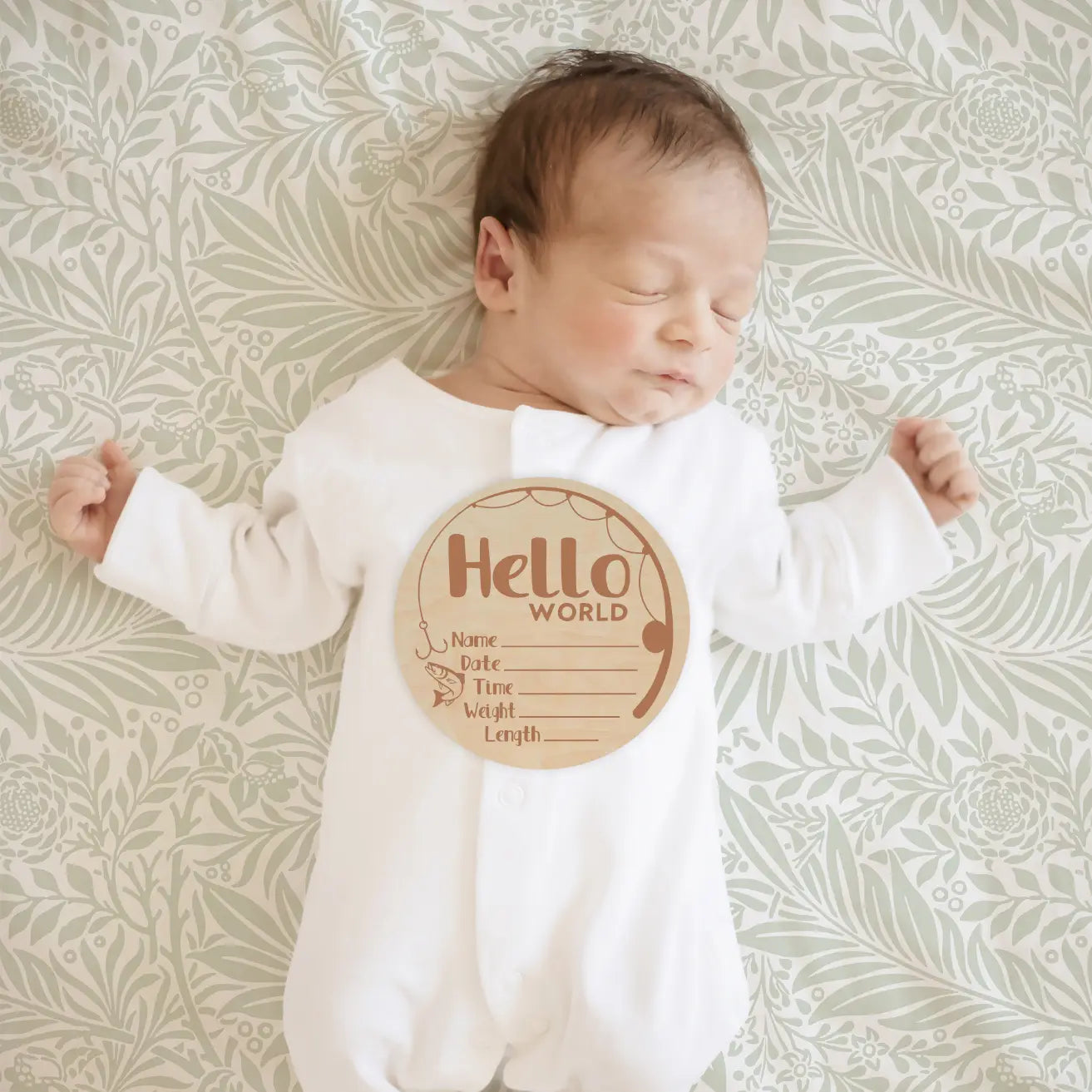 Hello World Fishing Wood Stat Plaque - Doodlebug's Children's Boutique