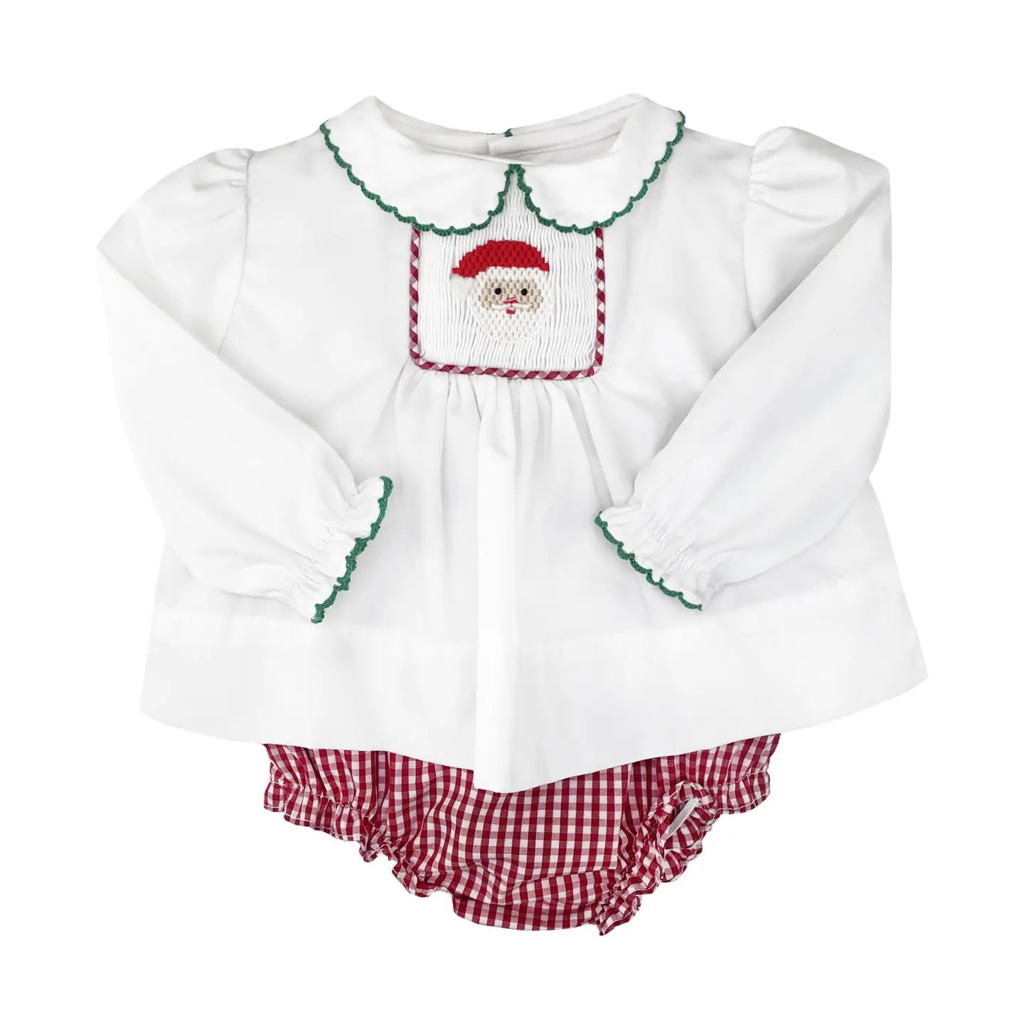 Girls Diaper Set with Santa Smocking - Doodlebug's Children's Boutique