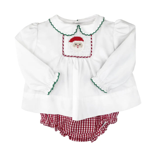 Girls Diaper Set with Santa Smocking - Doodlebug's Children's Boutique