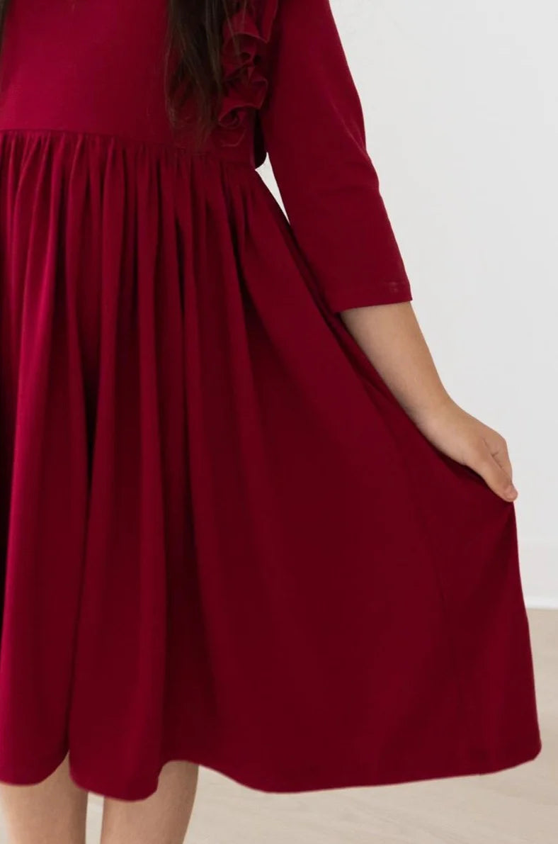 Burgundy Ruffle Twirl Dress  - Doodlebug's Children's Boutique