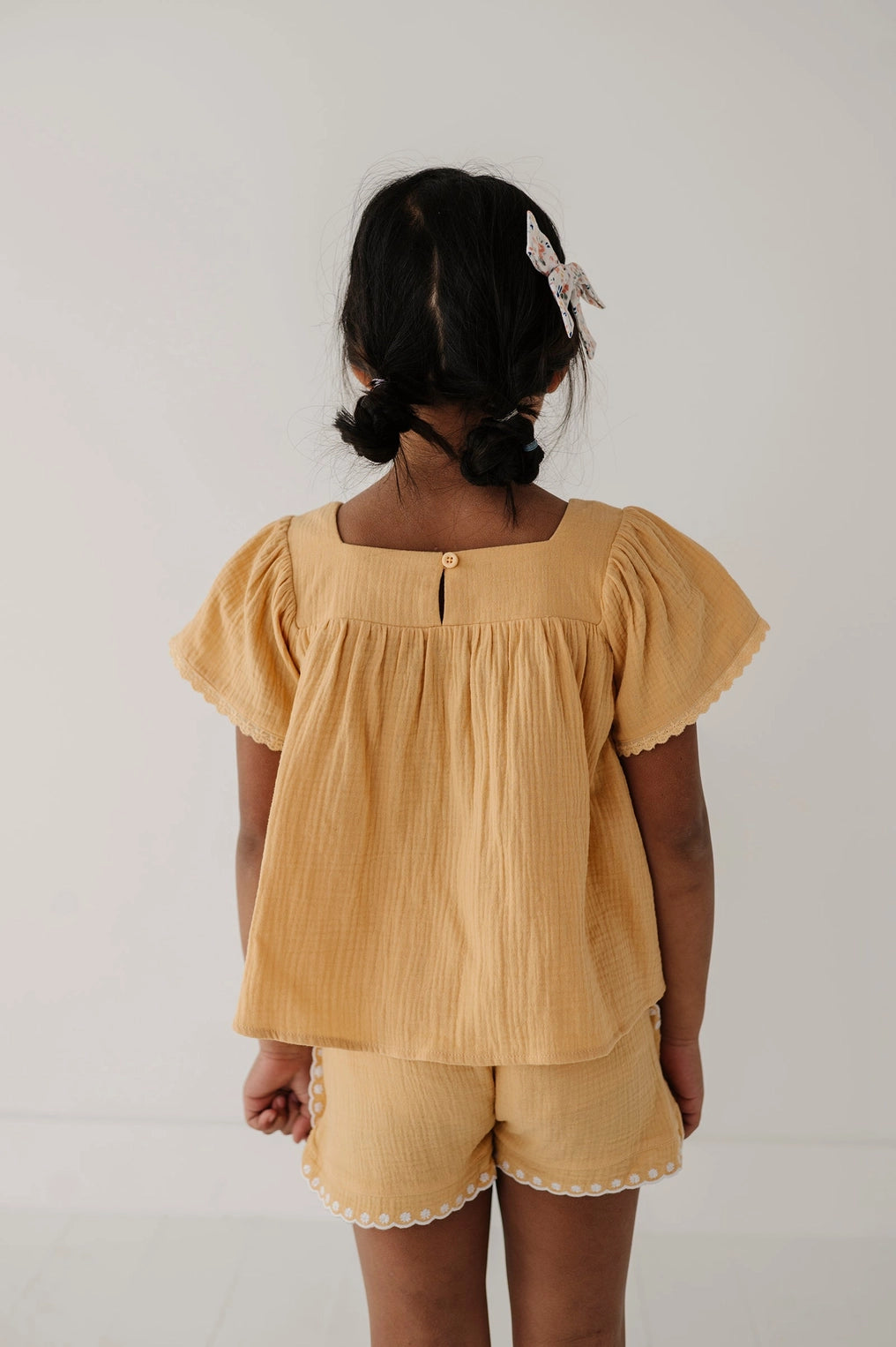 Golden Sunshine Squared Neck Peasant Top - Doodlebug's Children's Boutique