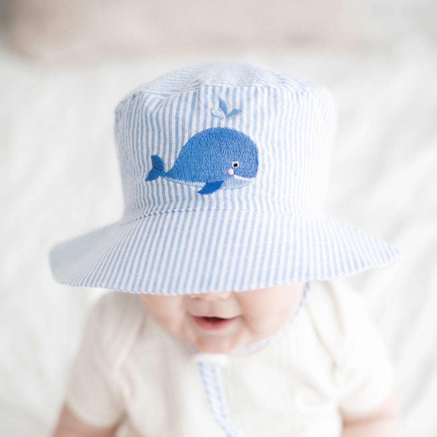 Whale Blue Seersucker Bucket Hat - Doodlebug's Children's Boutique