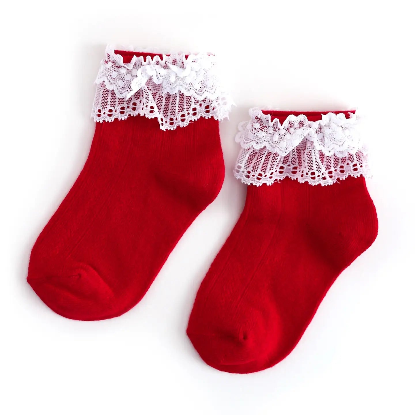 Lace Bobby Socks in Red - Doodlebug's Children's Boutique