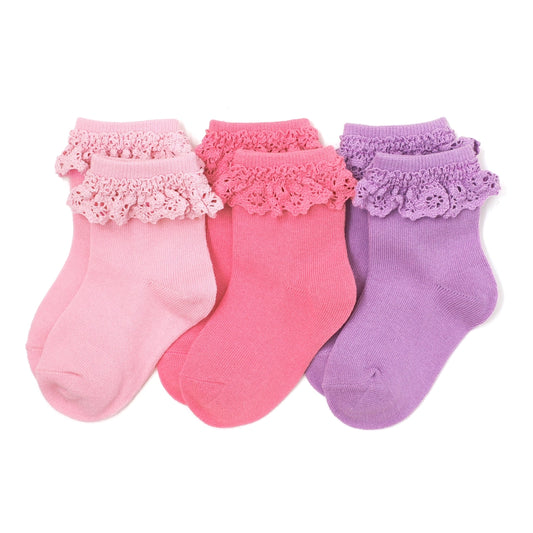 Lace Midi Socks in Rose Garden  - Doodlebug's Children's Boutique