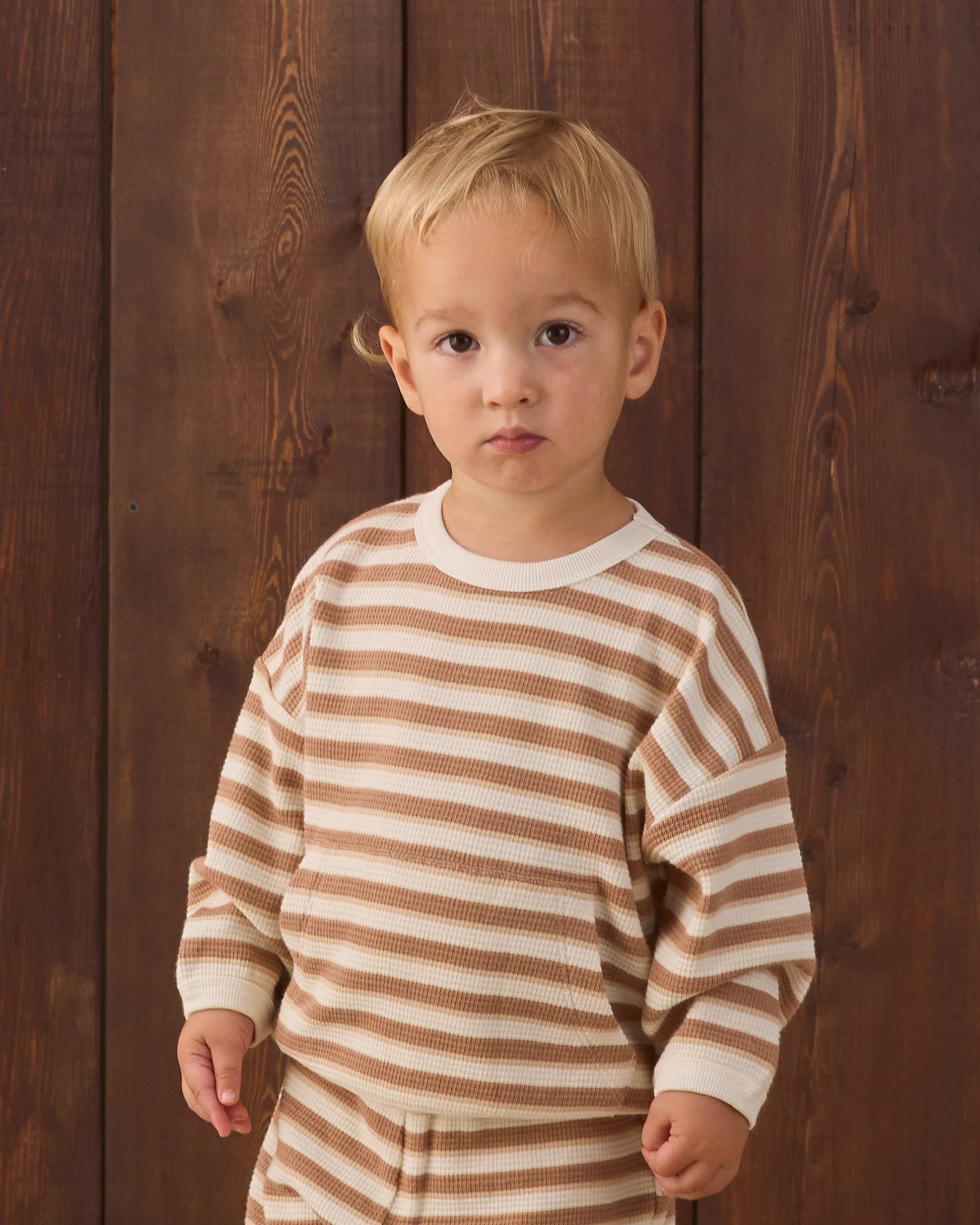 Waffle Slouch Set in Spice Stripe - Doodlebug's Children's Boutique
