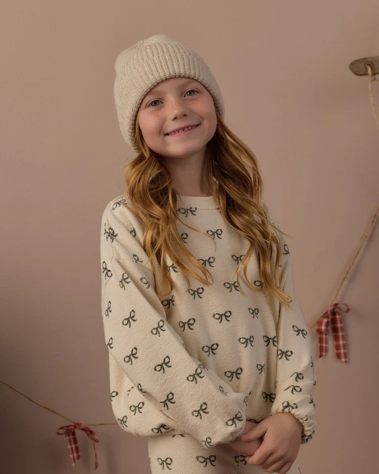 Spongey Knit Set in Evergreen Bows