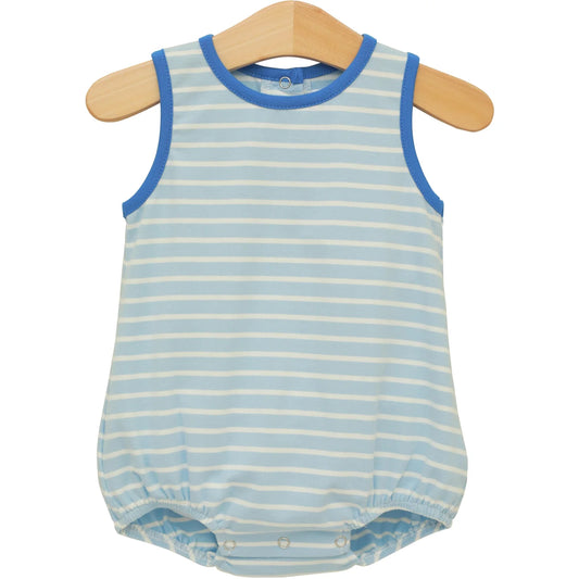 Sky Blue Stripe Drew Bubble - Doodlebug's Children's Boutique