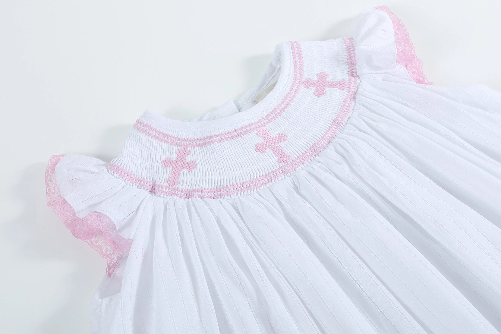 Pink Cross Bishop Dress  - Doodlebug's Children's Boutique