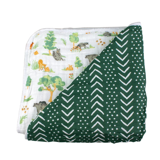 Forest Friends + Mudcloth Classic Muslin Snuggle Blanket  - Doodlebug's Children's Boutique