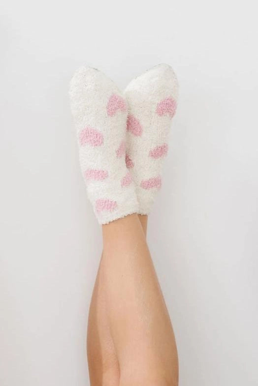 Light Pink Heart Cozy Socks - Doodlebug's Children's Boutique