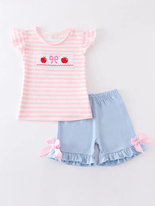 Pink Stripe Back to School Ruffle Set  - Doodlebug's Children's Boutique