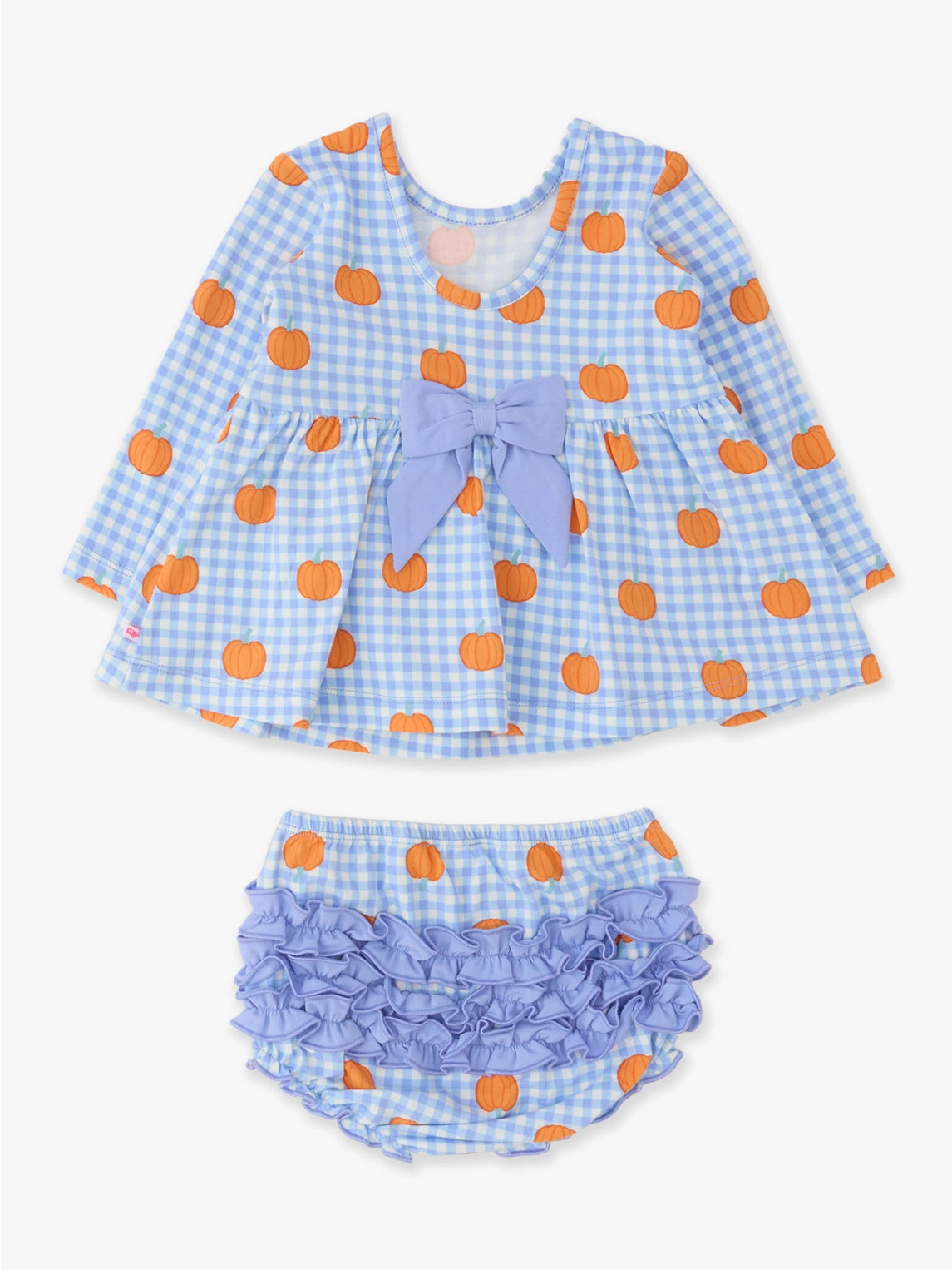 Pumpkin Patch Gingham Twirl Top & Ruffle Bloomer Set