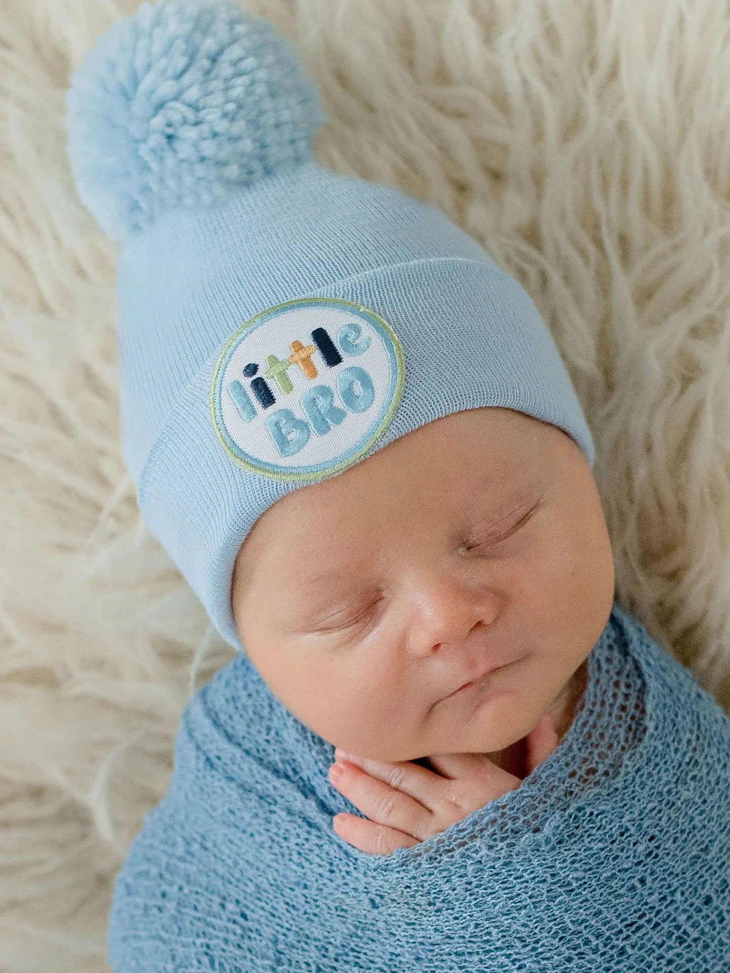 Little Bro Pom Newborn Hospital Hat  - Doodlebug's Children's Boutique