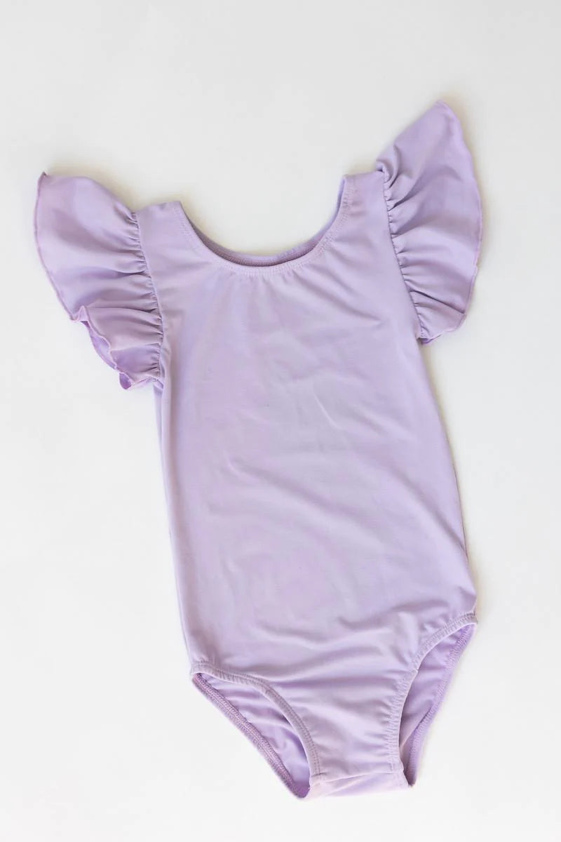 Lavender Flutter Sleeve Leotard  - Doodlebug's Children's Boutique