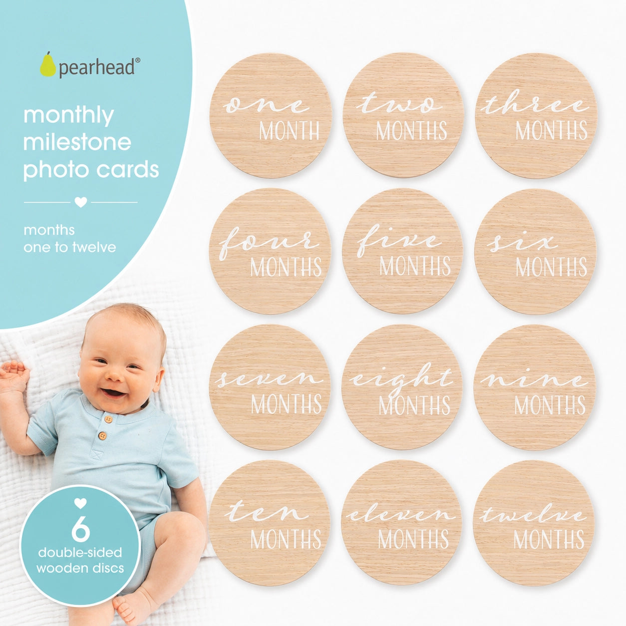 White Wooden Reversible Milestone Photo Cards