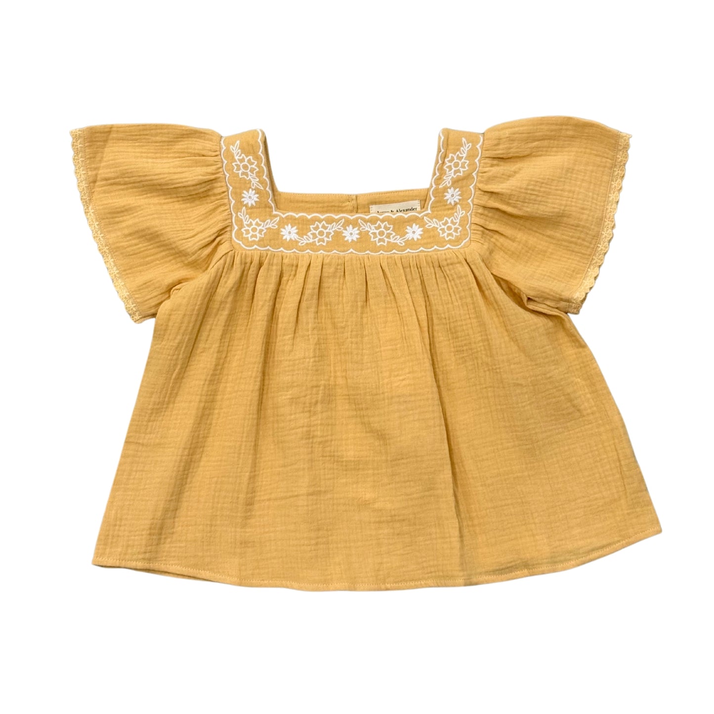Golden Sunshine Squared Neck Peasant Top - Doodlebug's Children's Boutique