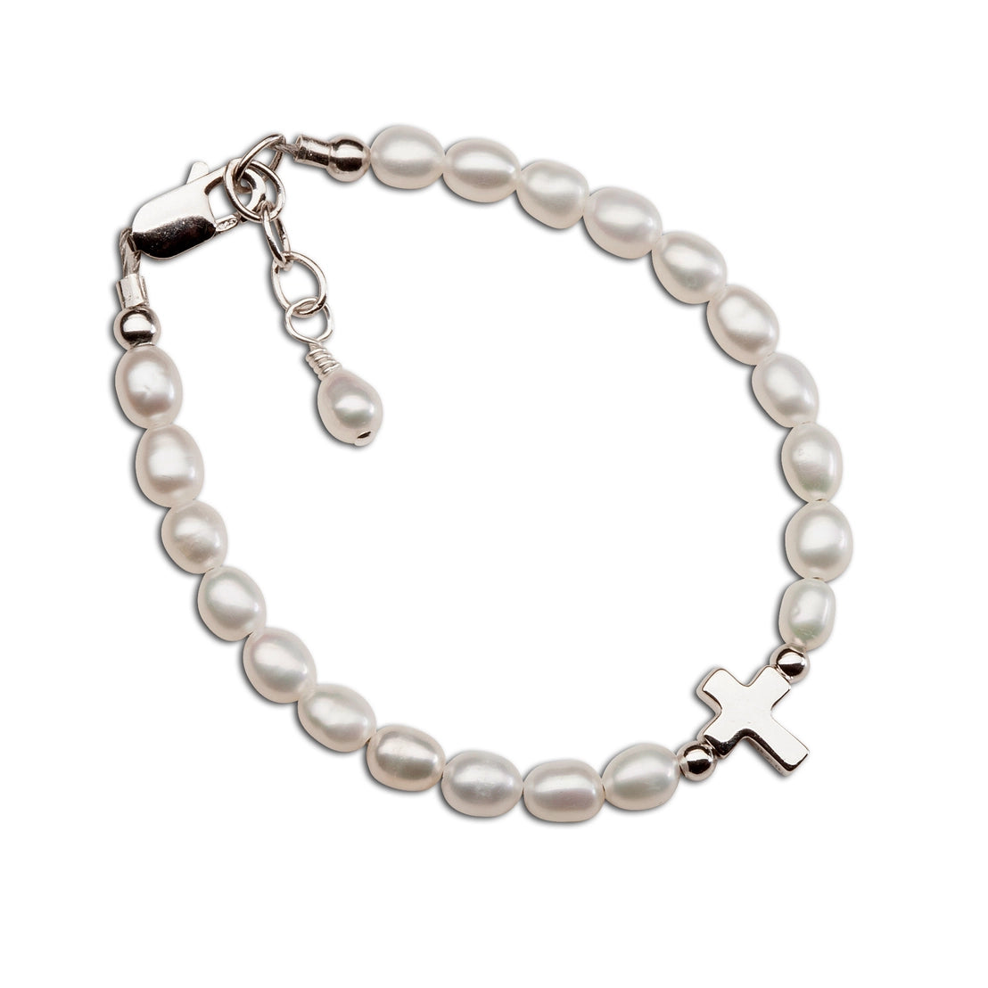 Sterling Silver and Pearl Cross Bracelet  - Doodlebug's Children's Boutique