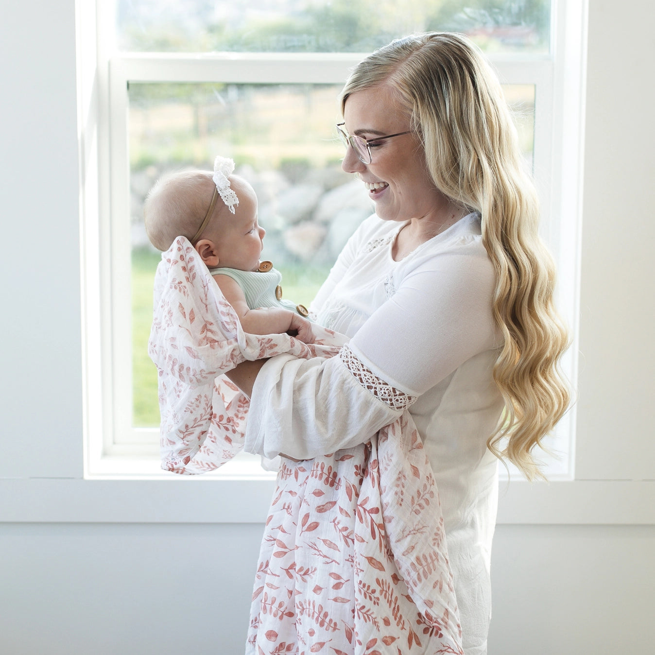 Pink Leaves + Cotton Candy Classic Muslin Swaddle Blanket Set  - Doodlebug's Children's Boutique