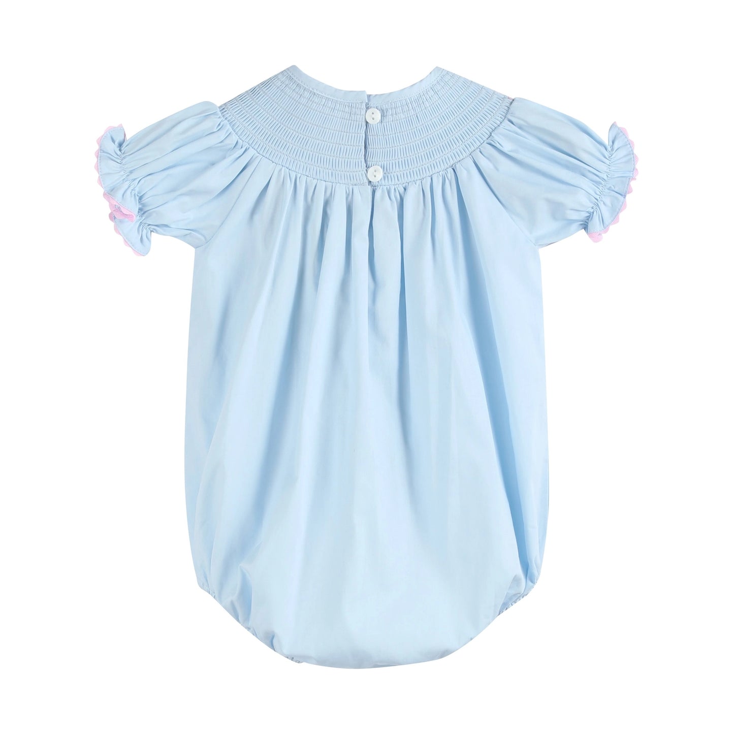 Blue and Pink Bows Smocked Romper - Doodlebug's Children's Boutique