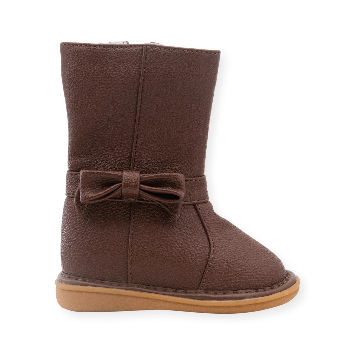 Brown Bow Squeaker Boot  - Doodlebug's Children's Boutique