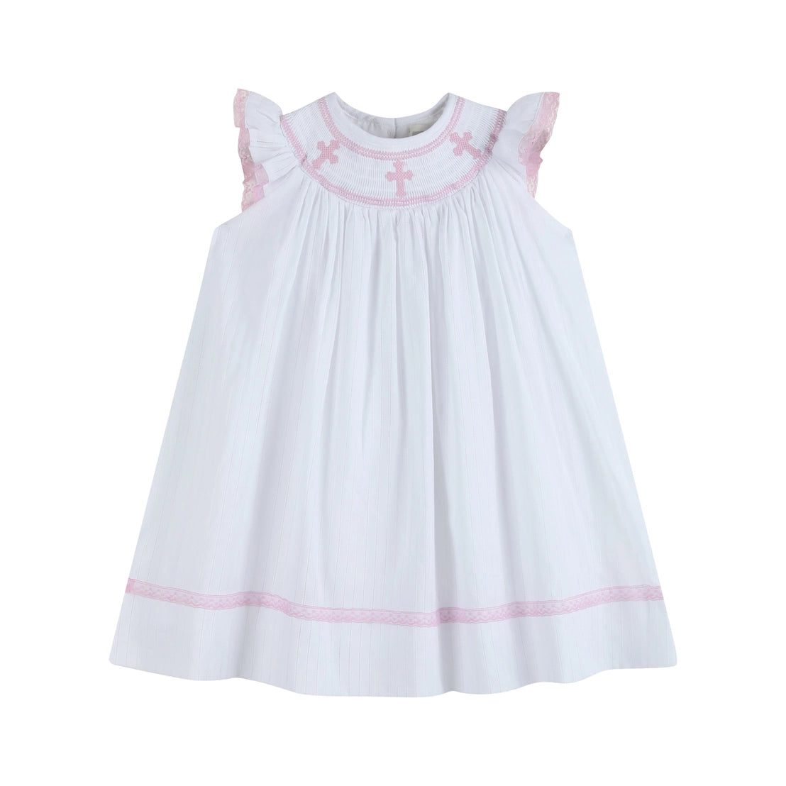 Pink Cross Bishop Dress  - Doodlebug's Children's Boutique