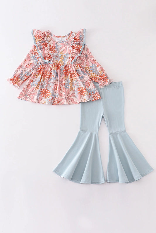 Retro Floral Bell Bottom Set  - Doodlebug's Children's Boutique