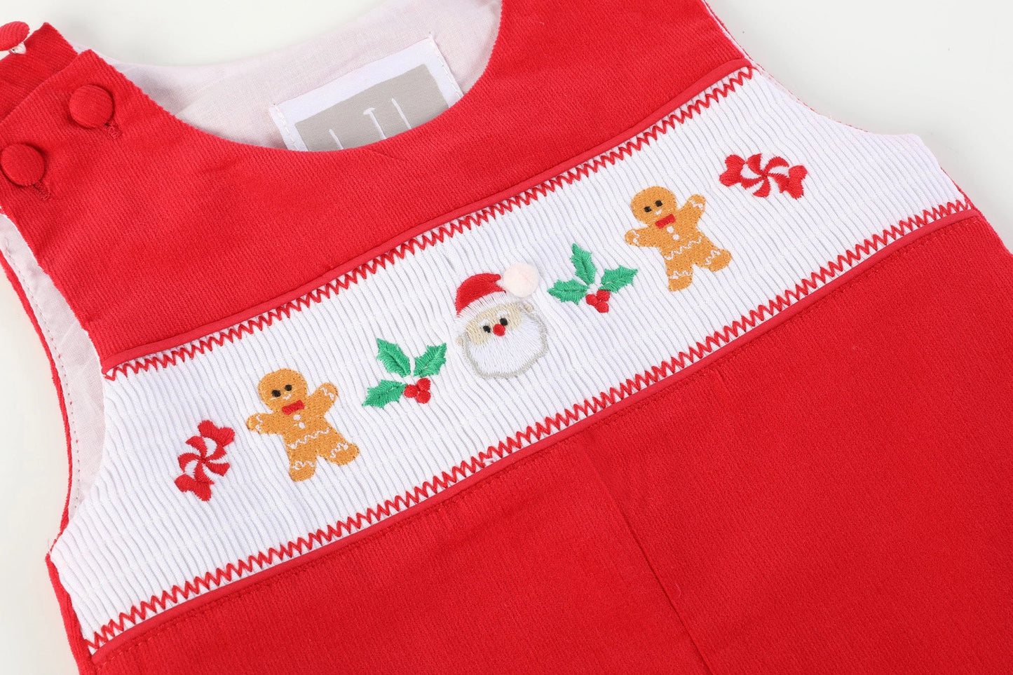 Red Velvet Christmas Smocked Overalls - Doodlebug's Children's Boutique