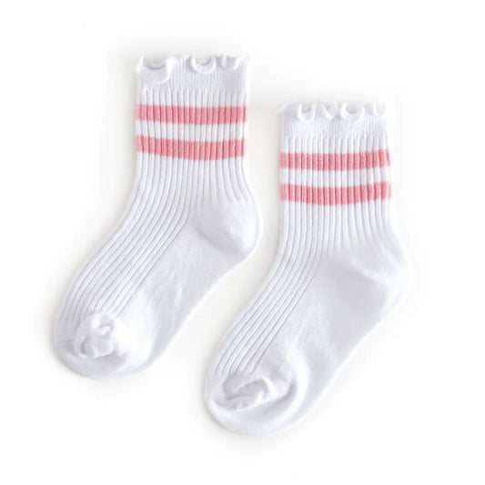 Ribbed Lettuce Trim Midi Socks in Blossom Stripe - Doodlebug's Children's Boutique