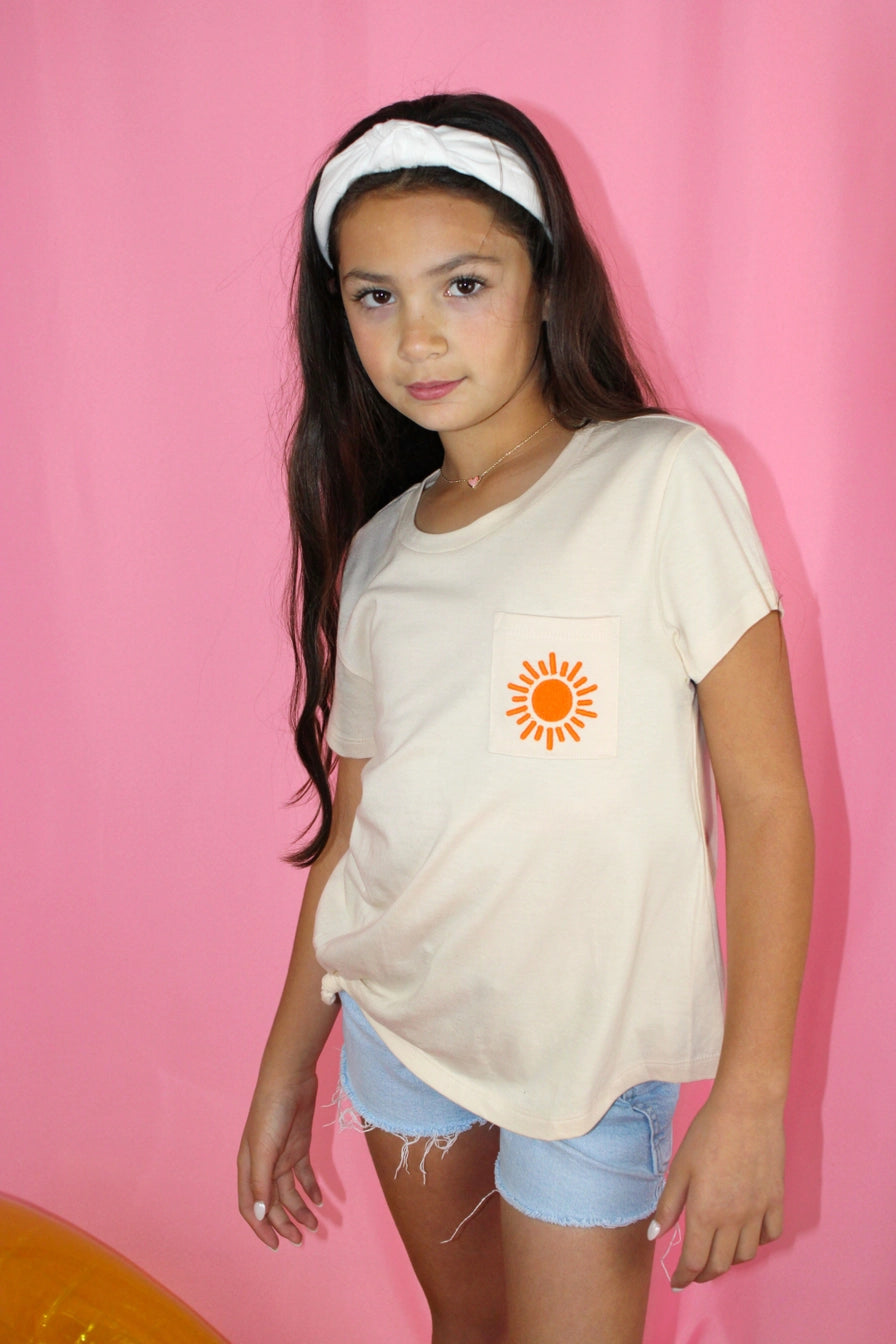Follow the Sunshine Front Knot Pocket Tee - Doodlebug's Children's Boutique