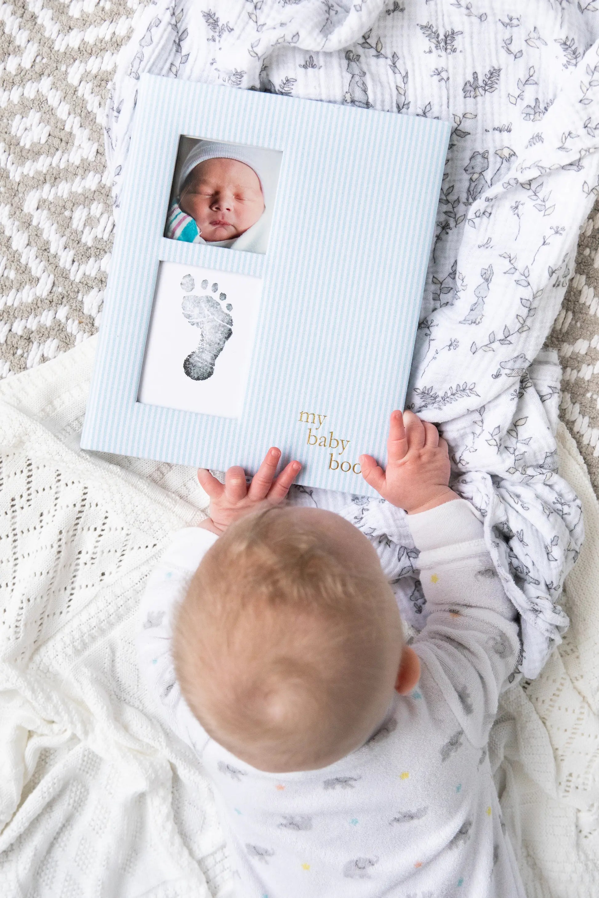 Blue Seersucker Baby Book  - Doodlebug's Children's Boutique