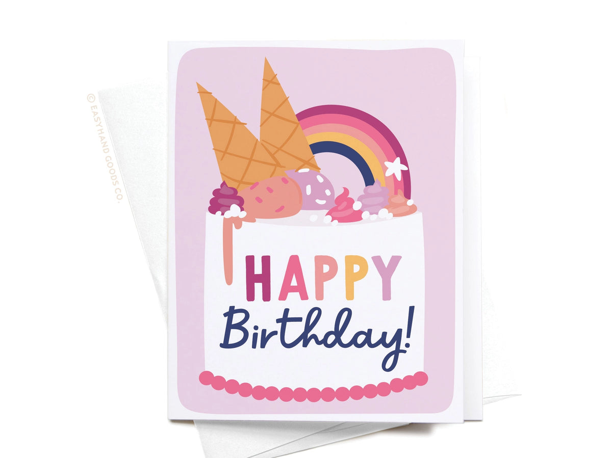Happy Birthday Ice Cream Cake Greeting Card
