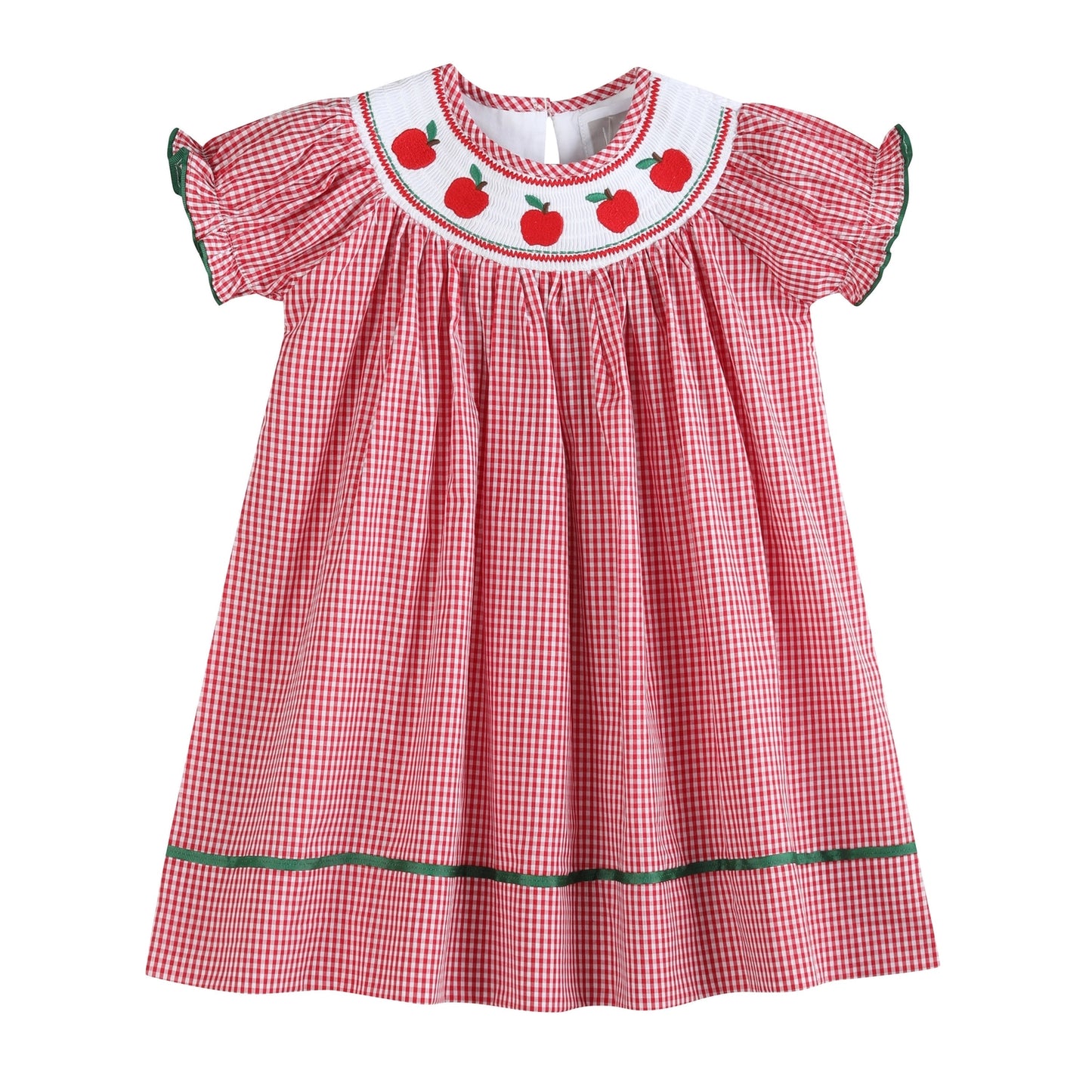 Red Gingham Apple Smocked Biship Dress - Doodlebug's Children's Boutique