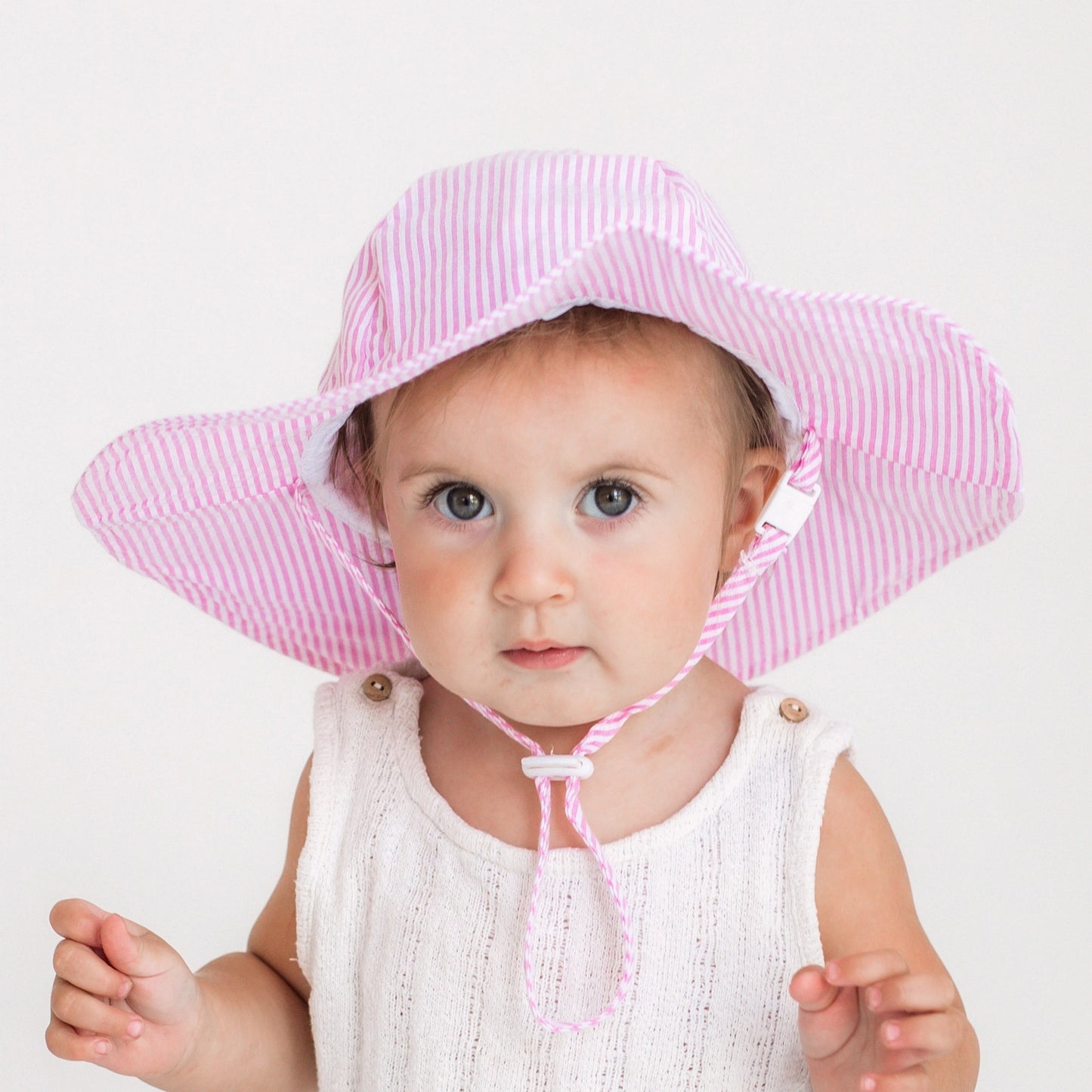 Pink Seersucker Sun Hat - Doodlebug's Children's Boutique
