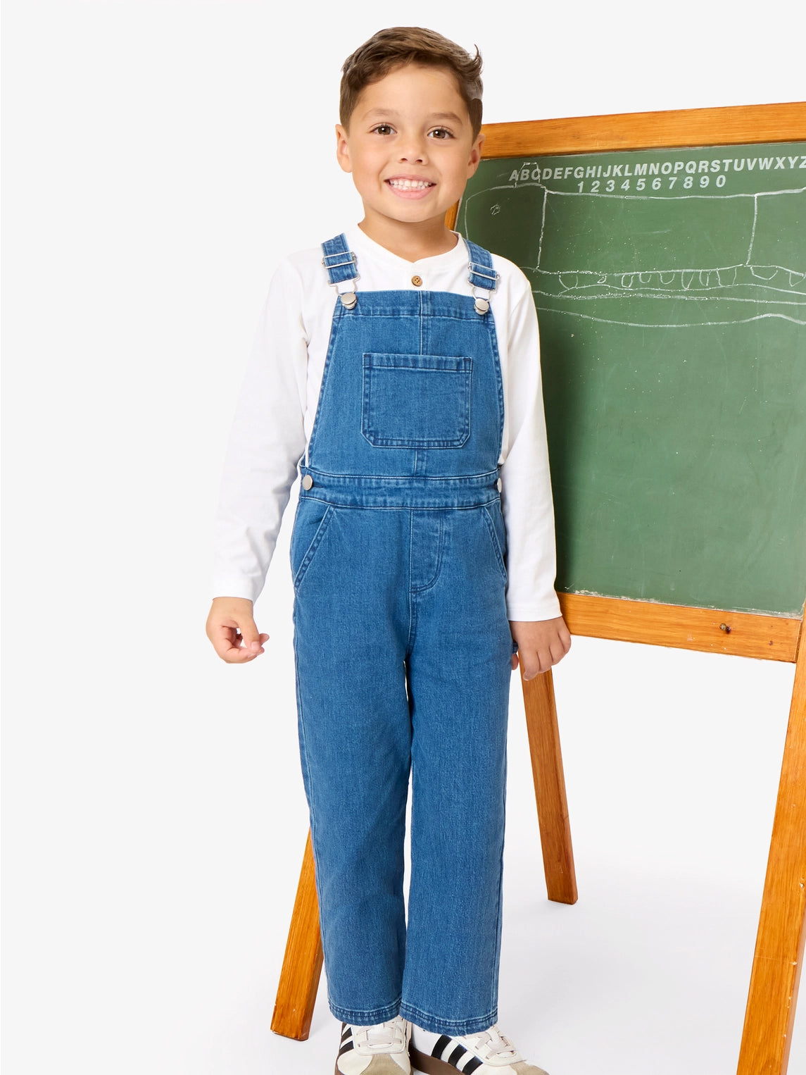 Medium Wash Stretch Denim Overalls