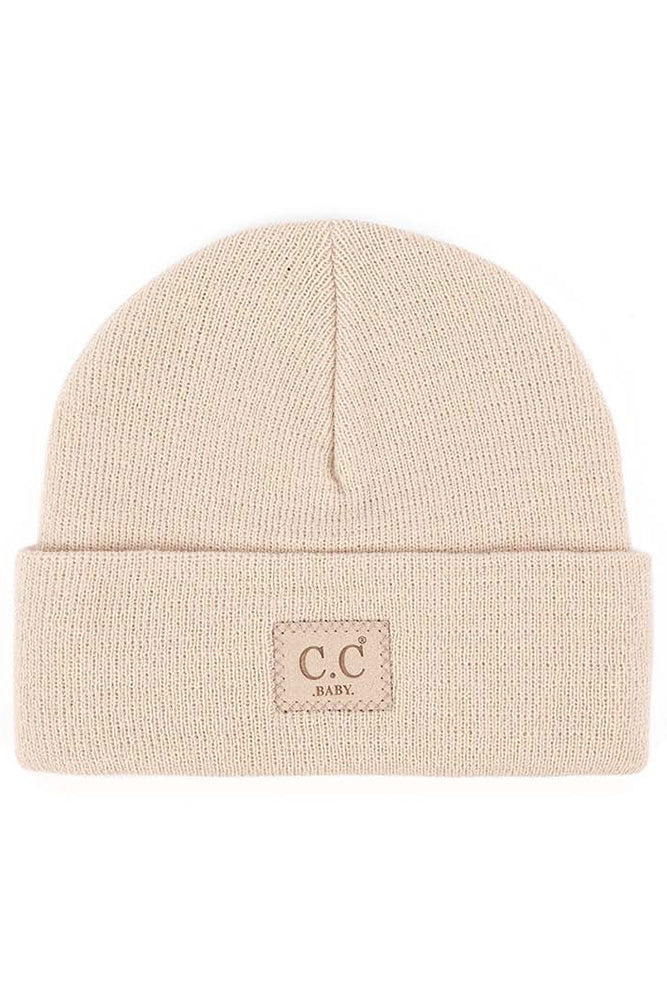 Beige Classic Ribbed Kids Beanie
