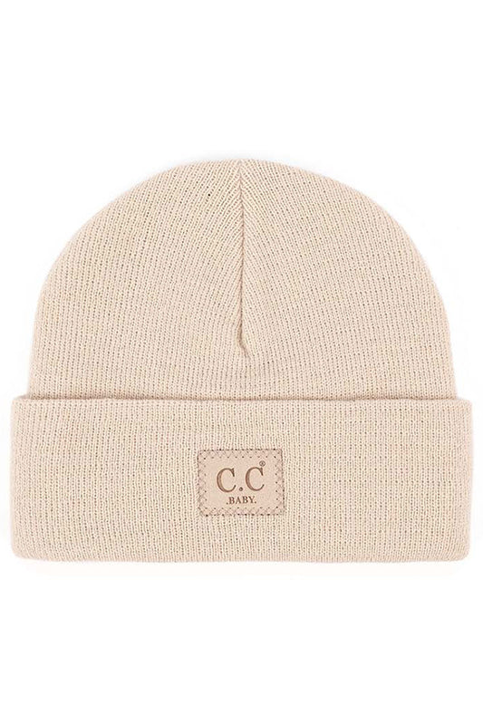 Beige Classic Ribbed Kids Beanie
