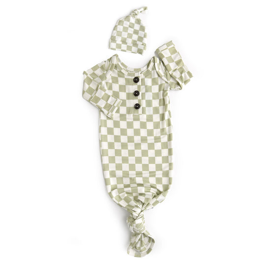 Graham Knotted Button Gown and Hat  - Doodlebug's Children's Boutique