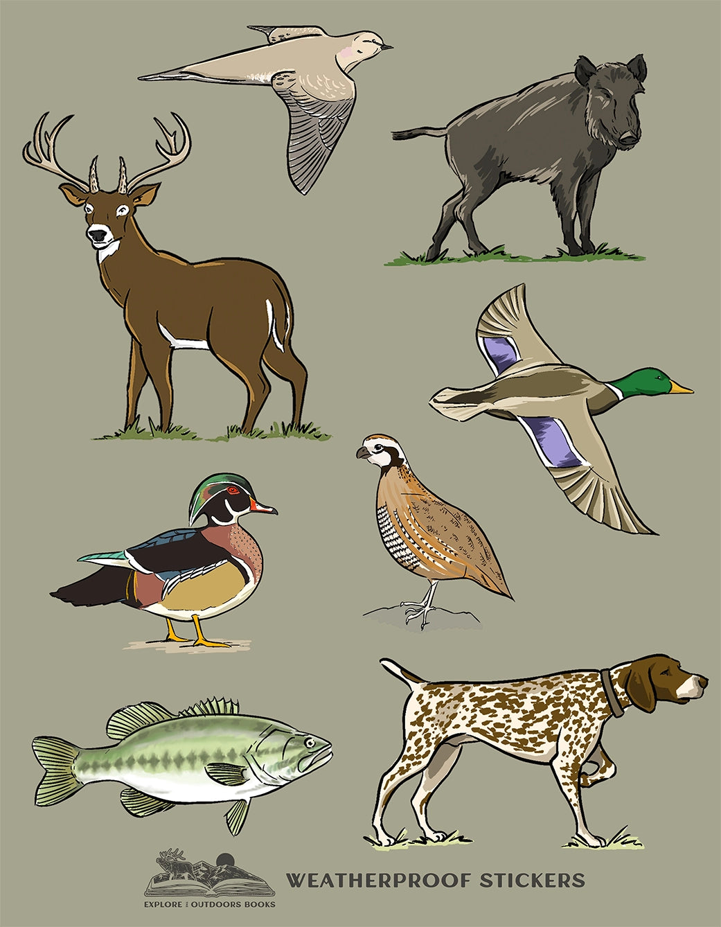 Weatherproof Hunting Sticker Sheet Version 2  - Doodlebug's Children's Boutique